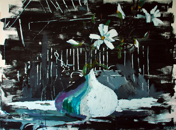 BLOOM VS. MOTION oil on wood panel 36x48 in.