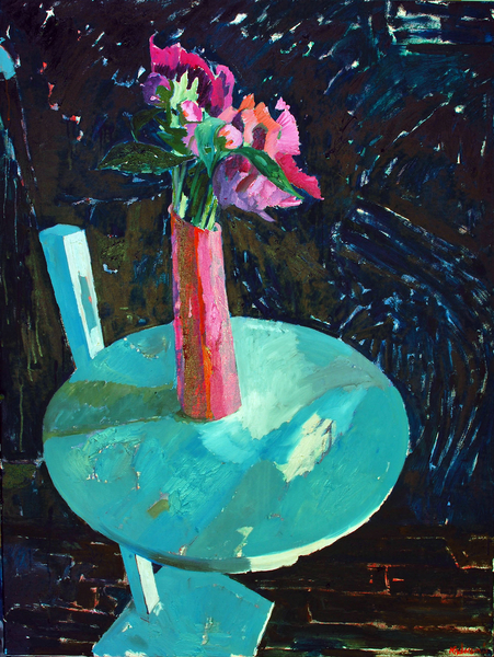 STILNESS IN BLOOM oil on canvas 48x36 in.